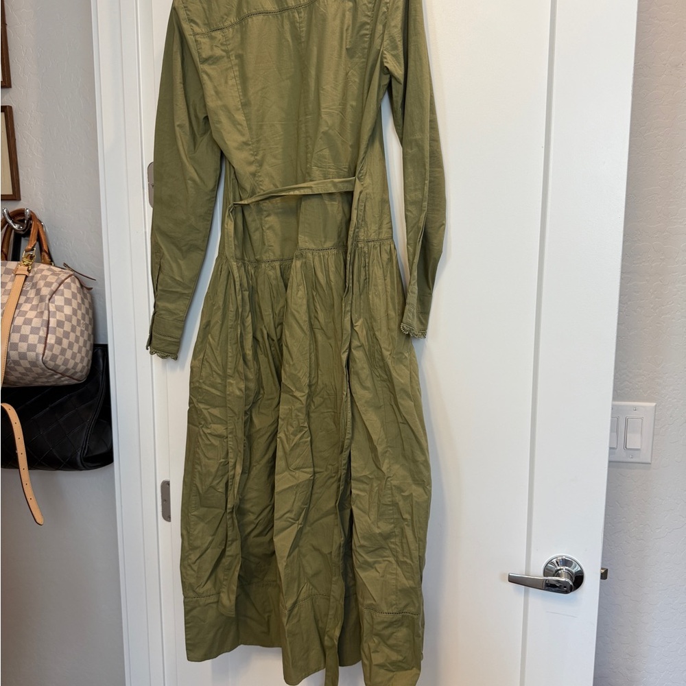 Ulla Johnson Ariane Olive Green Long Sleeve Dress - Picture 3 of 4